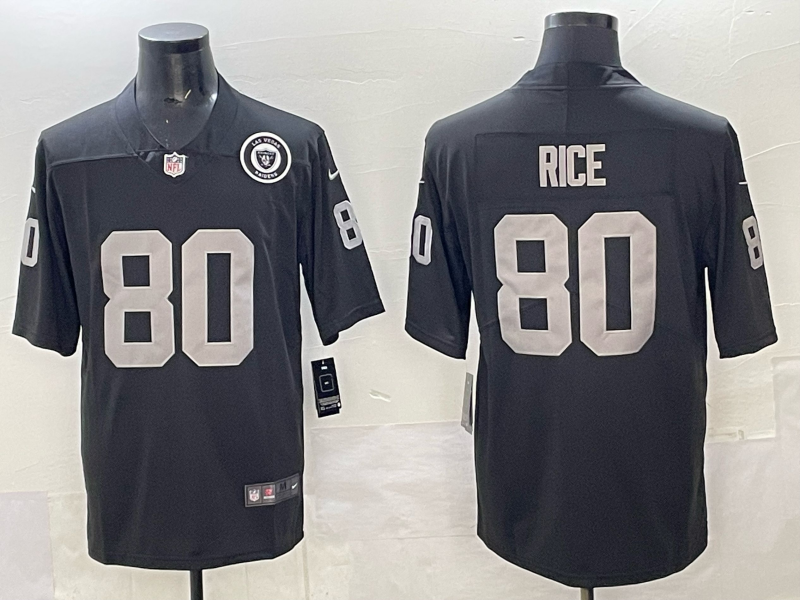 Men Oakland Raiders 80 Rice black Nike Limited 2025 NFL Jersey 004